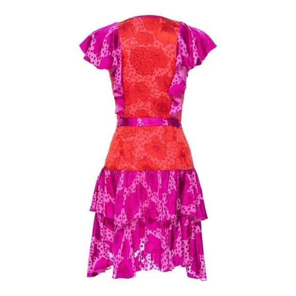 Le Superbe Aurora Flora Lil Flirt Mini Dress Sz 6 | Pink & Orange | NWT Designer - Picture 2 of 9